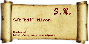 Sáhó Miron névjegykártya